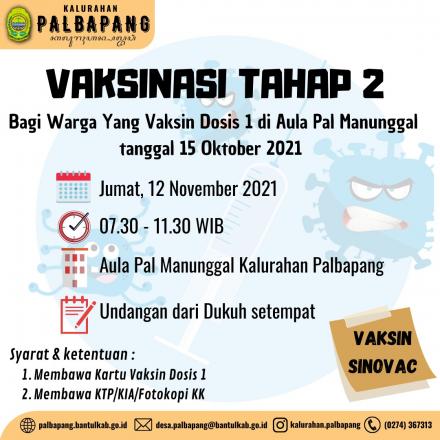 Info Vaksin Tahap 2 Bagi Warga Kalurahan Palbapang